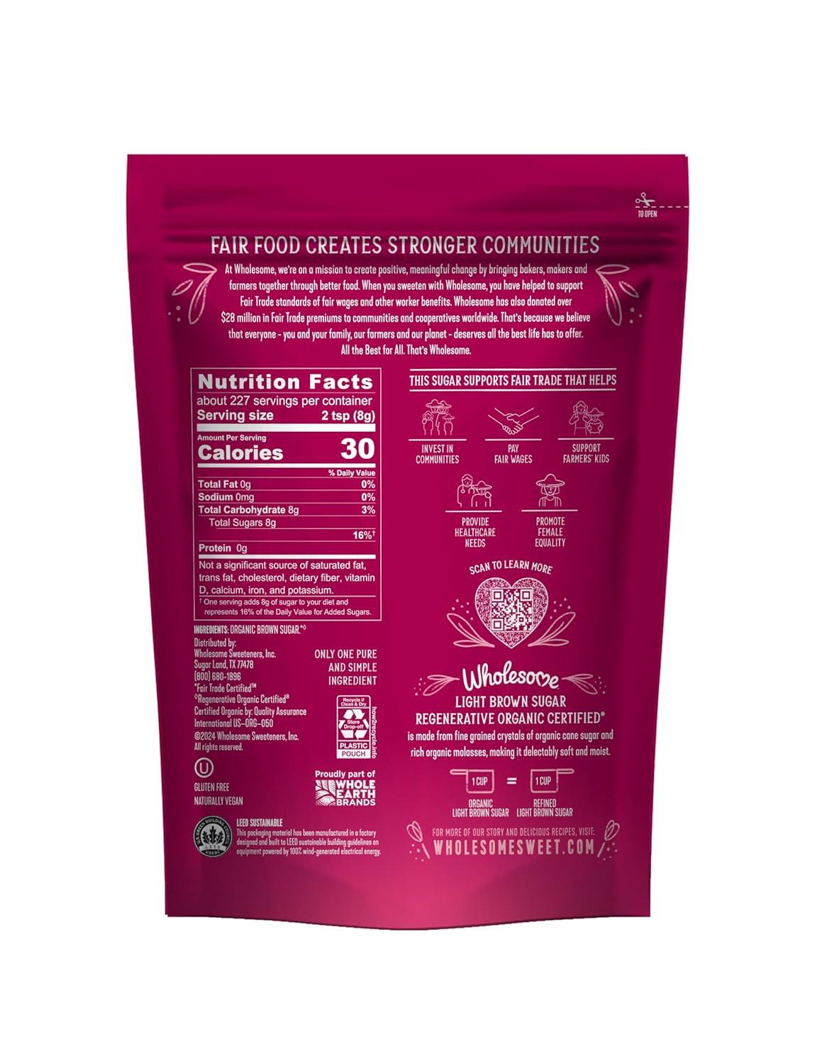 image:imageWholesome Fair Trade Organic Light Brown Sugar 24oz 6PackLight Brown Sugar
