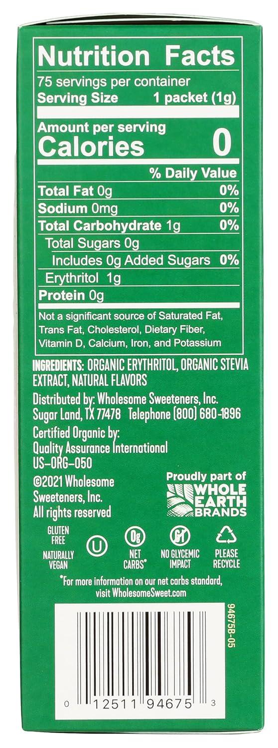 image:imageWholesome Sweeteners Organic Stevia 75 Count Packets Zero Calorie Sweetener Blend Keto Friendly Non GMO Gluten Free amp Vegan 1 Pack75 Packets