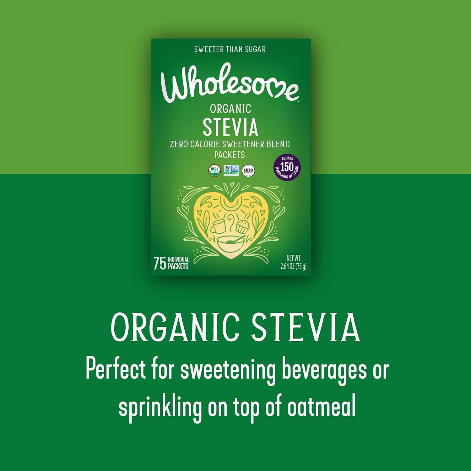 image:imageWholesome Sweeteners Organic Stevia 75 Count Packets Zero Calorie Sweetener Blend Keto Friendly Non GMO Gluten Free amp Vegan 1 Pack75 Packets