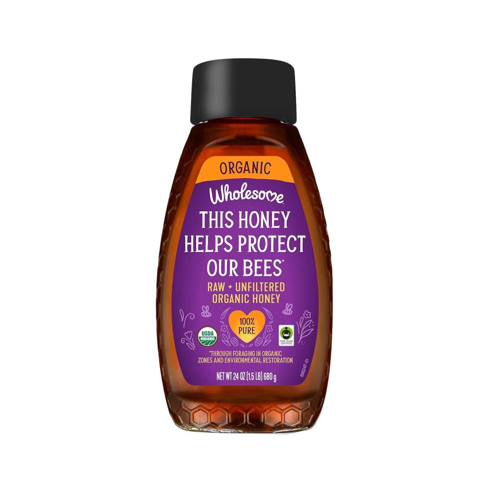 image:imageWholesome Sweeteners 24Ounce Organic Raw Unfiltered Honey Bottle 100 Pure Fair Trade Certified Non GMO Project Verified amp Gluten Free 1 Pack24oz