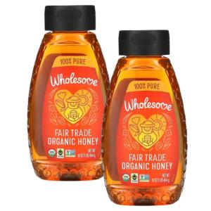 Wholesome Organic Honey, 100% Pure, Fair Trade, Non-GMO, 16 oz. Squeeze Bottle (Pack of 2), (Packaging May Vary)(Organic Honey)