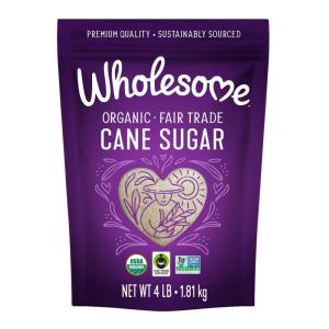 Wholesome Sweeteners 10-Pound Organic Cane Sugar, Fair Trade, Non GMO, Gluten Free, Pure & Vegan, for Baking and Sweetening(4 LB)