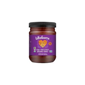 Wholesome Sweeteners 24-Ounce Organic Raw Unfiltered Honey Bottle, 100% Pure, Fair Trade Certified, Non GMO Project Verified, & Gluten Free, 1 Pack(16oz)