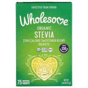 Wholesome Sweeteners Organic Stevia, 75 Count Packets, Zero Calorie Sweetener Blend, Keto Friendly, Non GMO, Gluten Free & Vegan, 1 Pack(75 Packets)